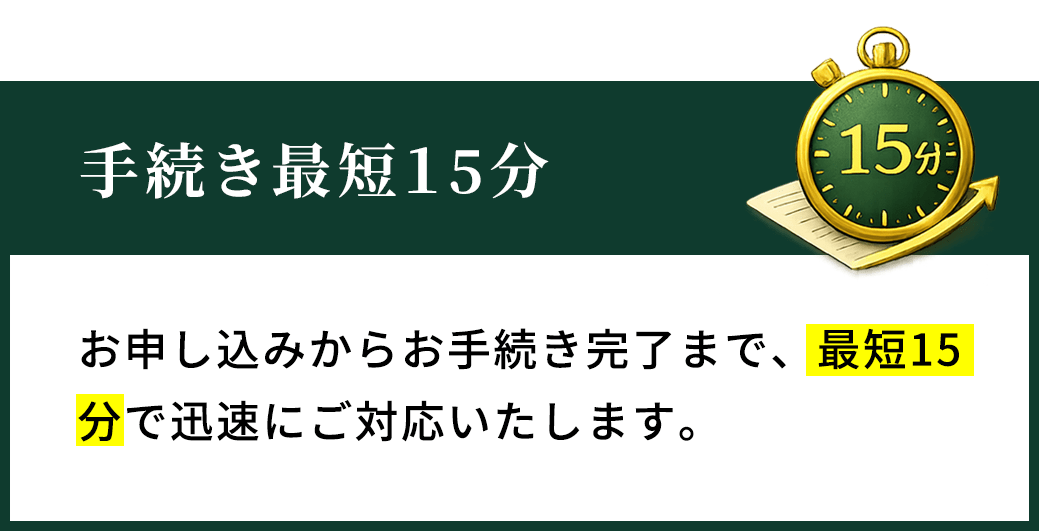 手続き最短15分